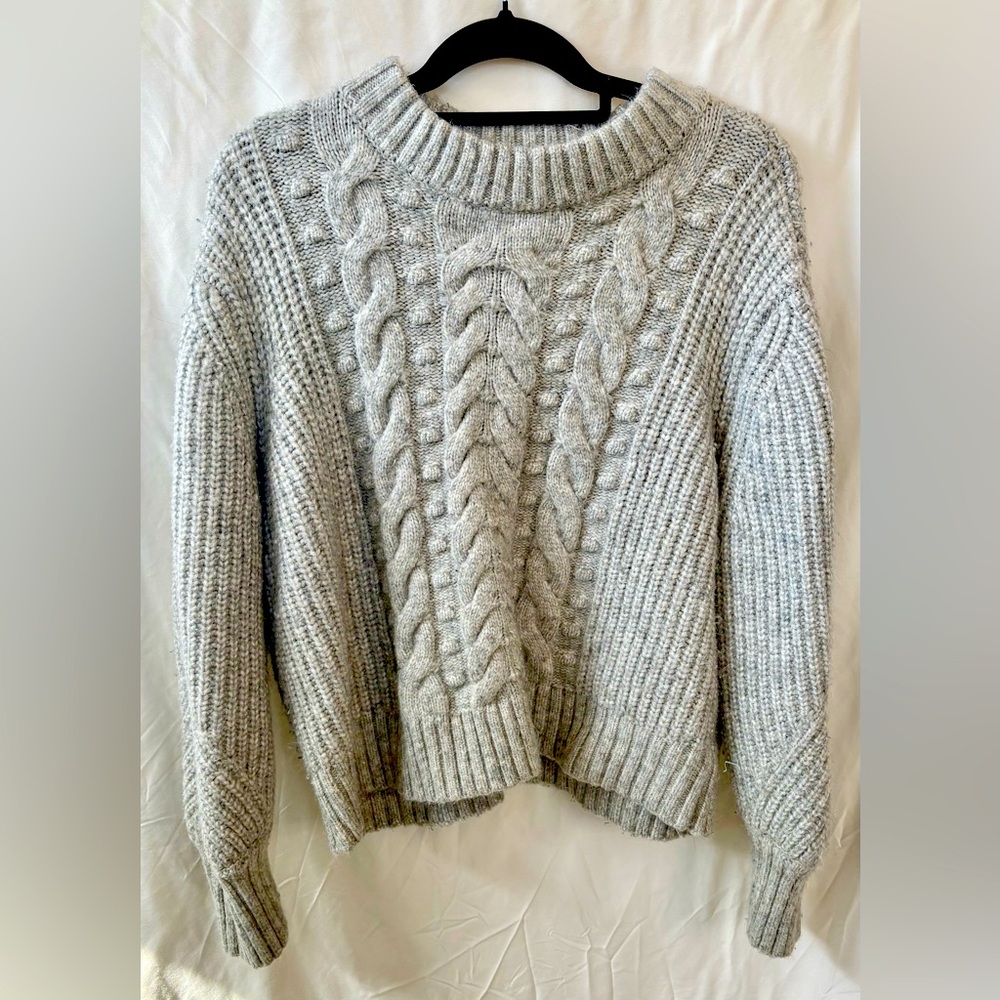 A New Day Cozy Gray Cable Knit Sweater Size XXL